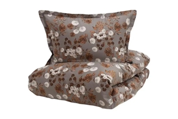Billede af Turiform sengetøj - 140x220 cm - Cara grey - Blomstret sengetøj - 100% bomuldssatin sengesæt